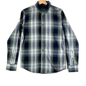 American Rag Mens Plaid Button Up Shirt Small Green Navy Casual Dadcore Normcore